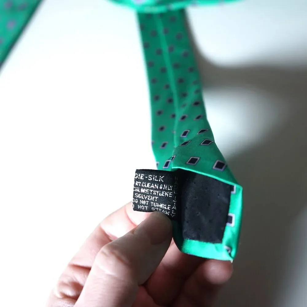 Gianni Versace Vintage Neck Tie Green Aqua Medallion Logo Pattern